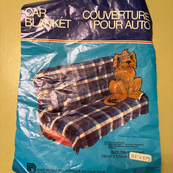 Vintage Plaid Fringed Stadium Blanket, Red White Green Blue 51" x 67" NIB - Picture 3 of 6